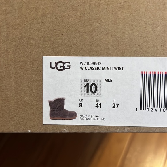 NEW UGG Boots Mini Bow Twist Gray Size 10 - Picture 9 of 10